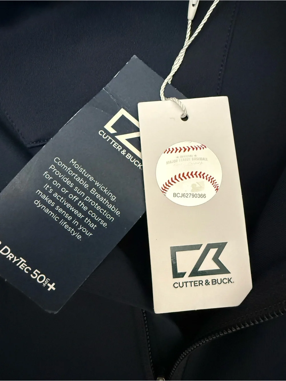 Cutter & Buck Navy Quarter-Zip Pullover with New York Yankees Embroidered Patch